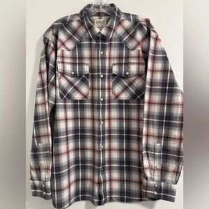 Ariat XL Extra Large Men's Plaid Shirt Black Orange Western Ranch Cowboy SKU 12